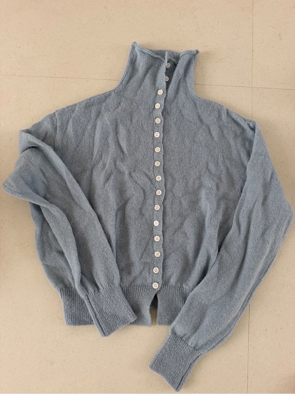 Light Blue Button-Down Women's Cardigan Sweater